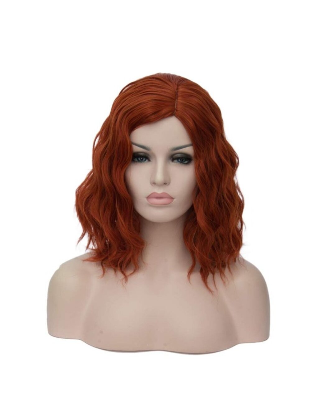 Women Orange Red Heat Resitant Wavy Curly Cosplay Halloween Bob Party Wig